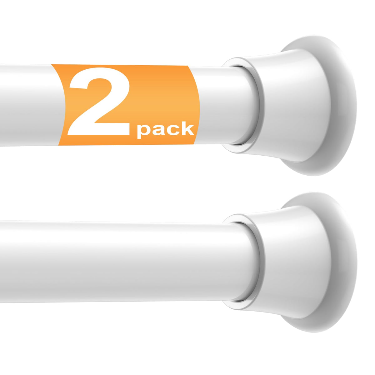 2 Pack Tension Curtain Rod 30-62 Inch White Shower Curtain Rods No Drilling Tension Rod for Windows Spring Adjustable Curtain Rods for Windows,Doorway,Bathroom,Closet,7/8" Diameter