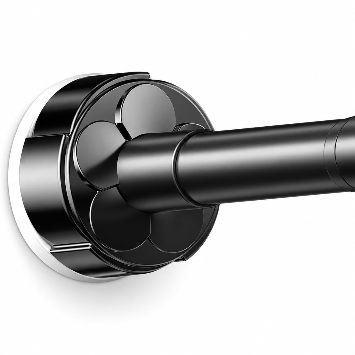 Heavy Duty One-Click Tension Curtain Rod 40-67Inch, Easy to Install, No Drill Adjustable Curtain Rod, 1.26"Diameter Non-Slip Rod for Windows, Shower, Bathroom, Closet, Balcony & Outdoor Spaces, Black