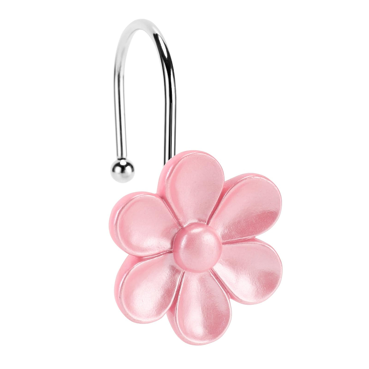 3D Floral Shower Curtain Hooks, 12 Pcs Rust Proof Resin Metal Hooks Shower Curtain Rod Rings, Ideal for Bathroom, Bedroom, Living Room Fun Home Decor (Gold)