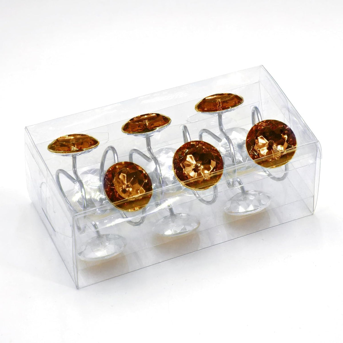 Crystal Diamond Round Shower Curtain Hooks Rings for Bathroom,Brown,12PCS