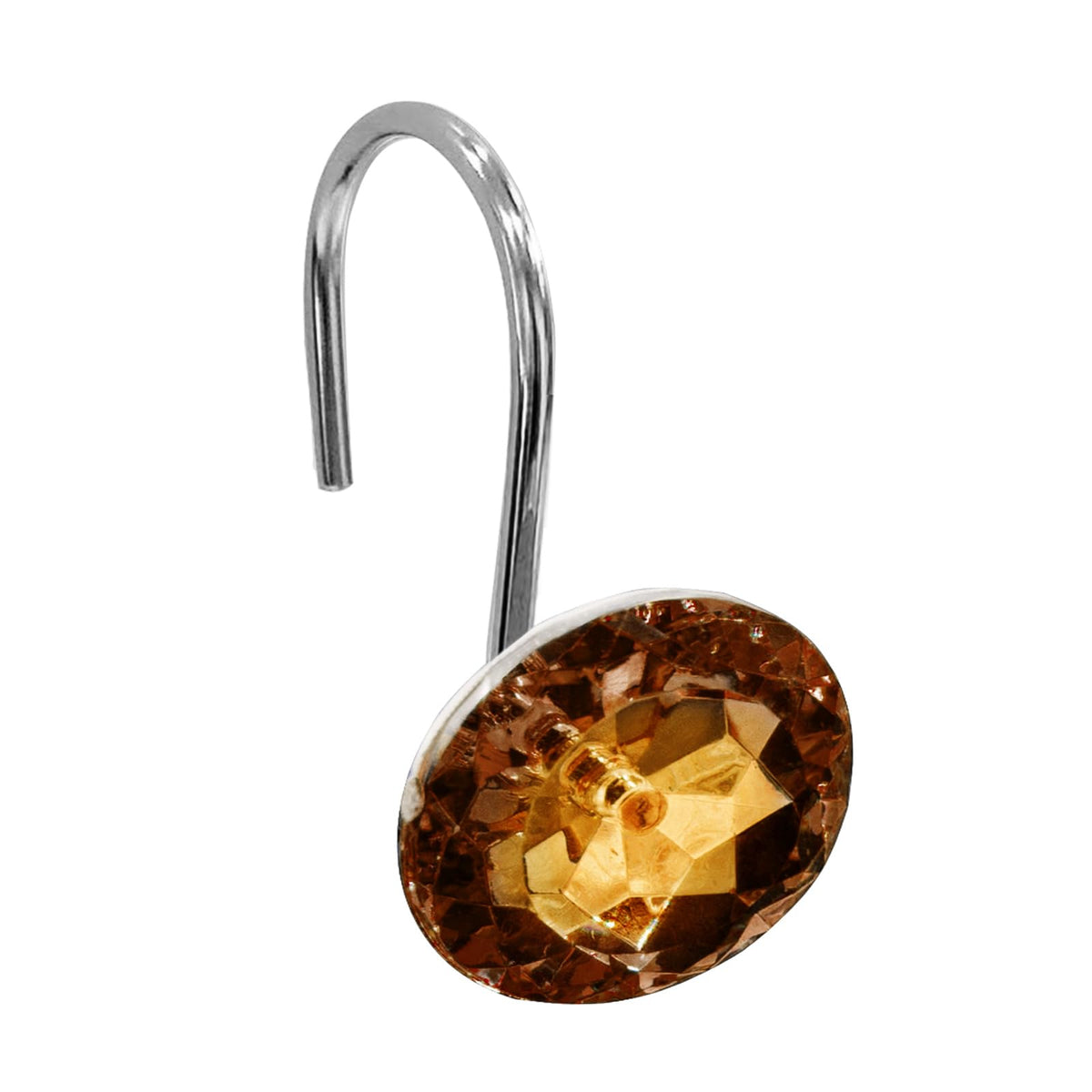 Crystal Diamond Round Shower Curtain Hooks Rings for Bathroom,Brown,12PCS