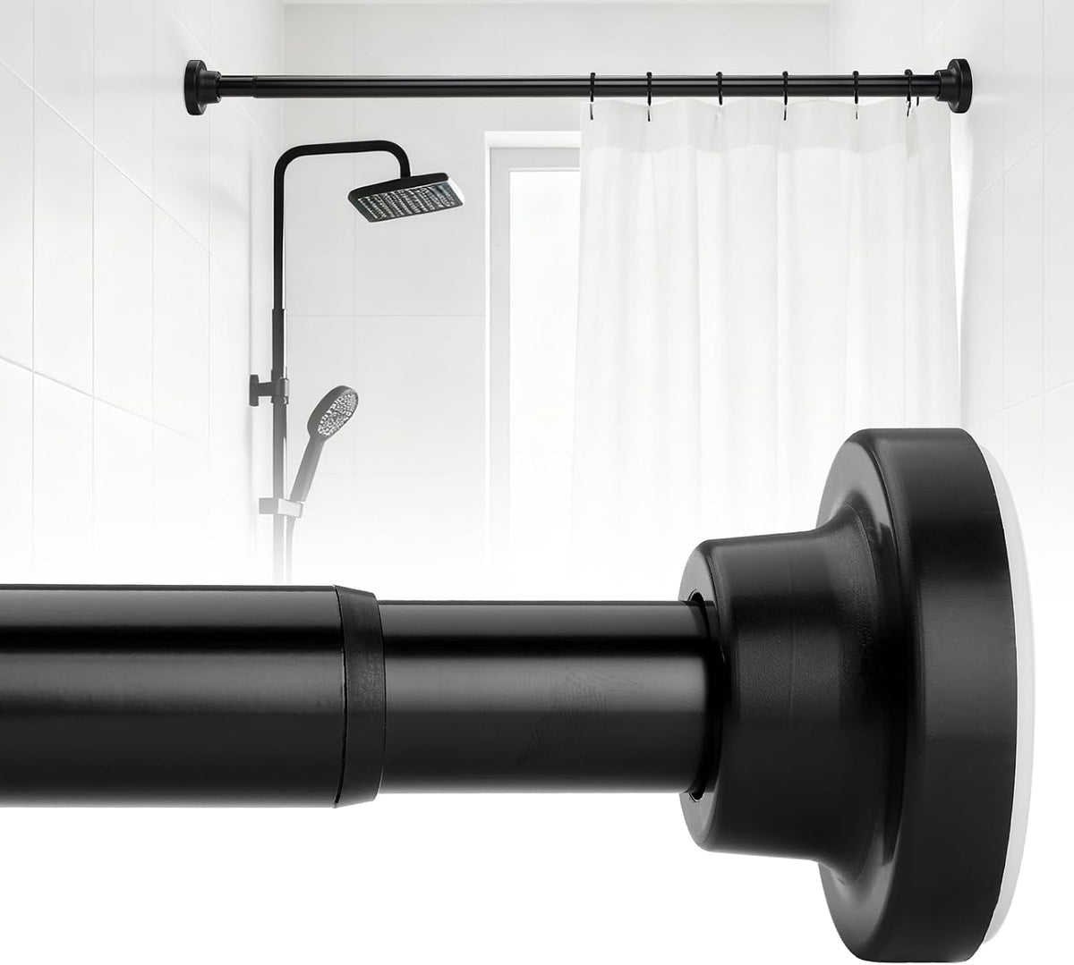 Adjustable Black Shower Curtain Rods 17-35 Inch