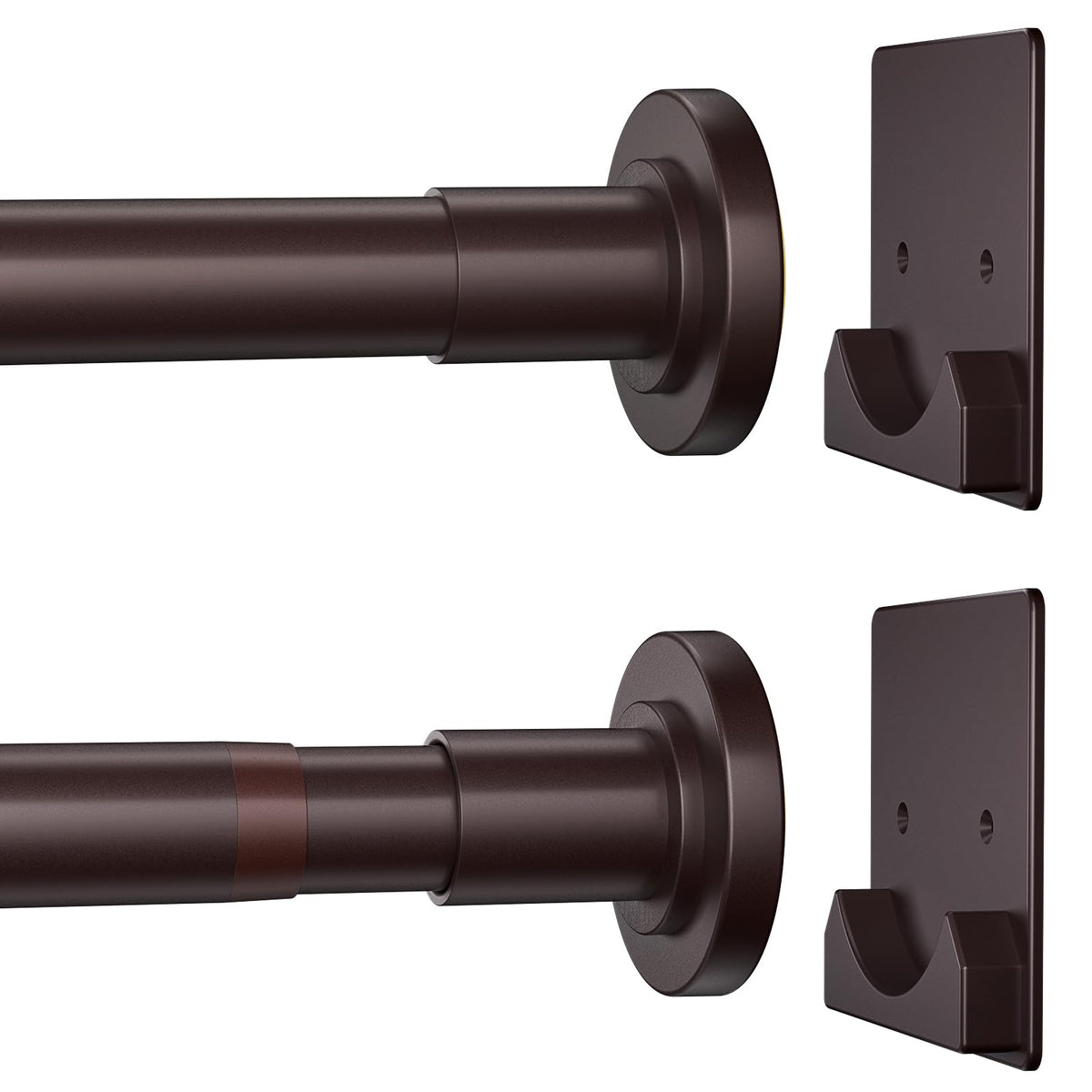 CorkLatta Matte Black Shower Curtain Rod,1 Inch Diameter Stainless Steel Adjustable Spring Tension Rods 32 to 80",with Holders,Anti-Slip,Curtain Rods No Drilling(1 Pack)