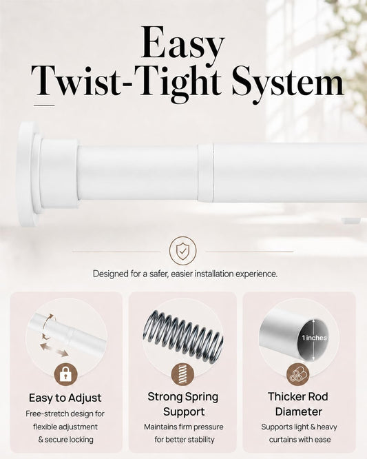 ALLZONE Tension Shower Curtain Rod, 29-84 In, Spring Loaded Curtain Rod