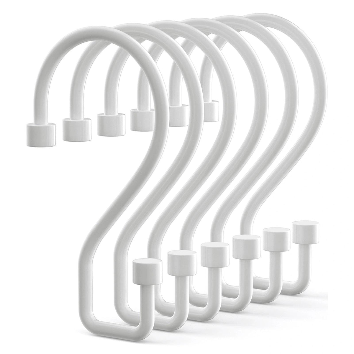 Goowin Shower Curtain Hooks, 12 Pcs S Shape Shower Curtain Rings, Rustproof Black Shower Curtain Rings, Multi-Functional Shower Hooks for Shower Curtain, Kitchen Utensils, Clothing, Towels, Black
