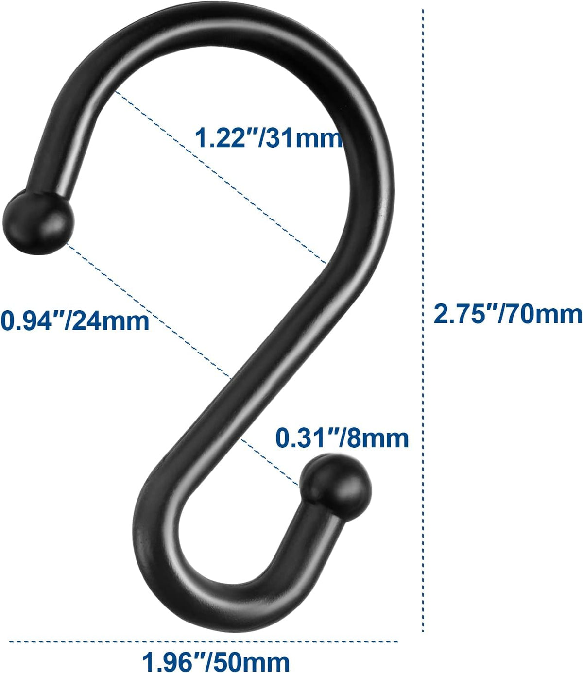 TOPROD S Shaped Shower Curtain Hooks Rings Shower Curtain Hangers S Hooks
