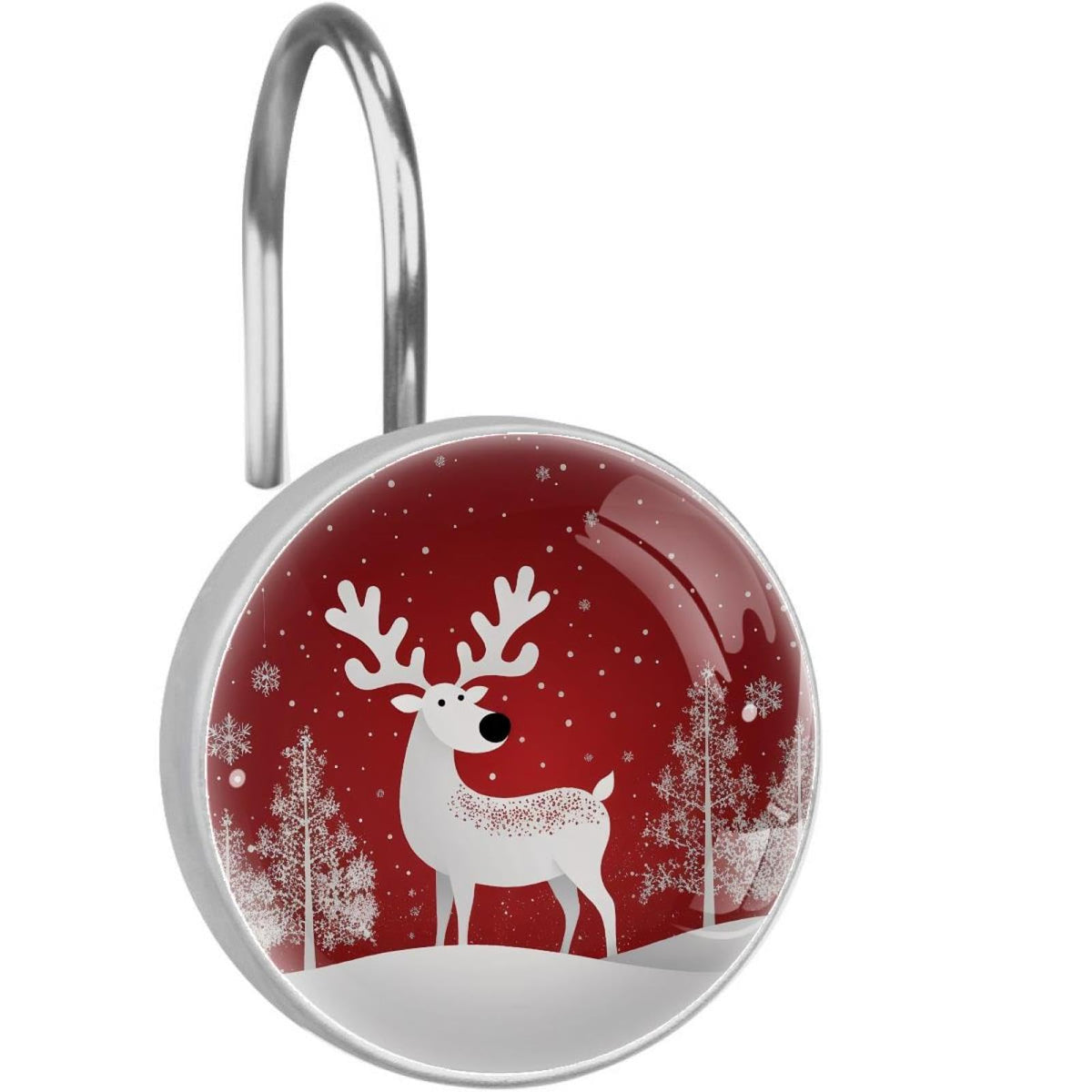 12 Pcs Farm Blue Daisy Butterfly on Country Wooden Shower Curtain Hooks, Decorative Shower Curtain Rings for Bathroom, Stainless Steel Rustproof Curtain Rings Hangers for Shower Curtain Rod
