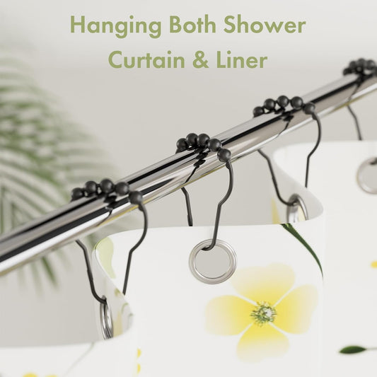 Amazer Black Shower Curtain Hooks, Decorative Shower Curtain Hooks, Shower Hooks for Shower Curtain Rust Proof Stainless Steel Shower Curtain Hooks Set of 12