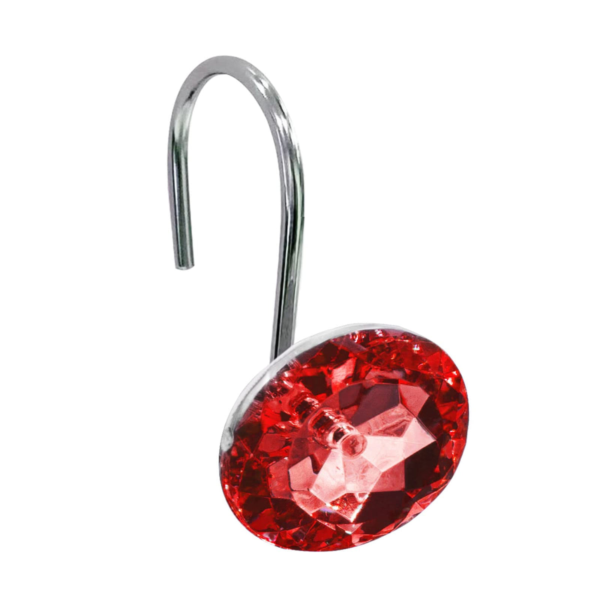 Crystal Diamond Round Shower Curtain Hooks Rings for Bathroom,Brown,12PCS