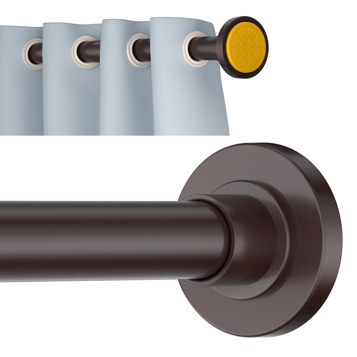 Bronze Shower Curtain Rod Tension 30 to 80 Inch,1 Inch Diameter Adjustable Tension Curtain Rod No Drilling,Shower Rods for Bathroom,No Rust