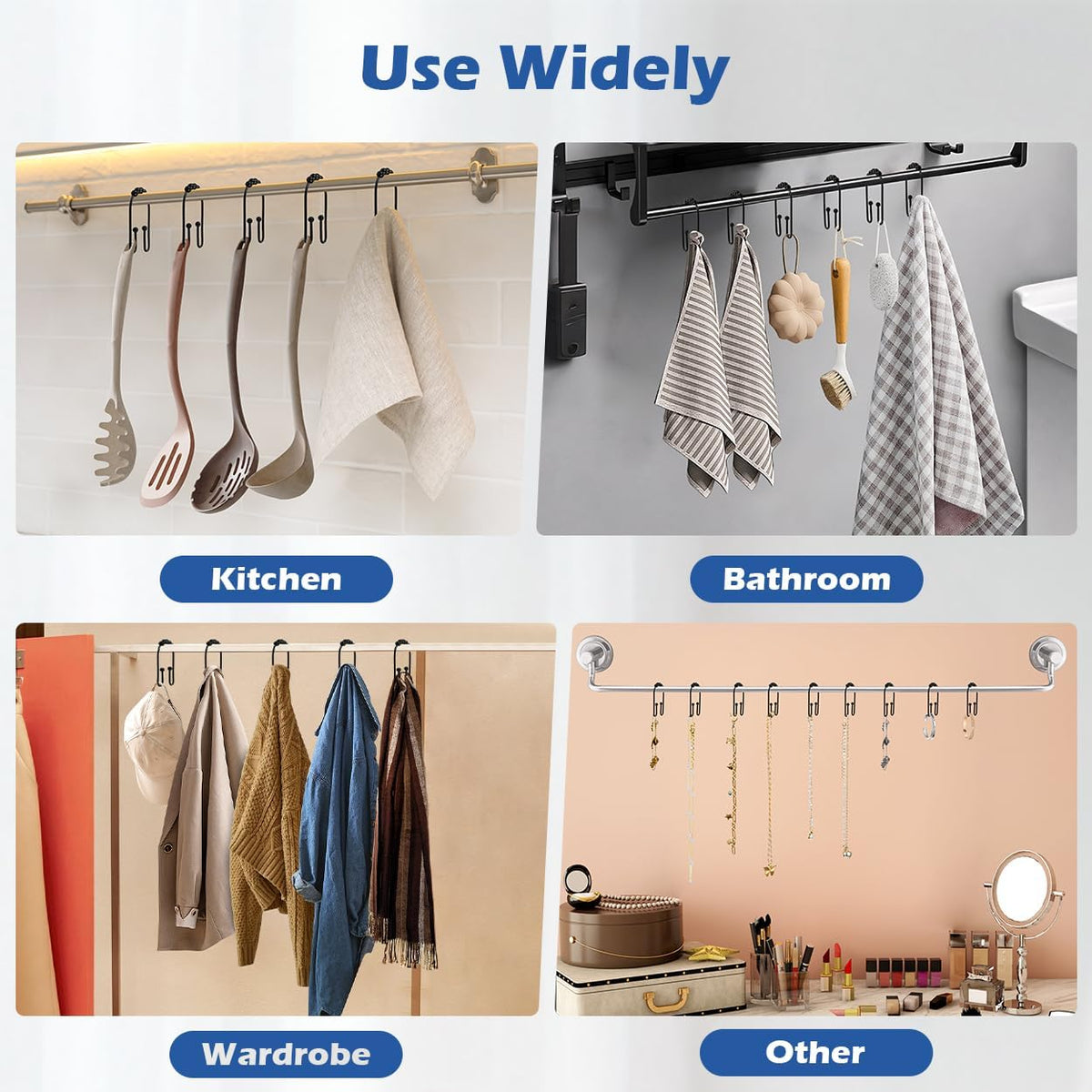 Resze Shower Curtain Hooks, Glide Smoothly Shower Rings with Ball Bearings