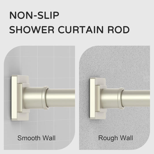 UIOSANRT Brushed Nickel Shower Curtain Rod 31-79 Inches Non-Slip Shower Rod Tension Mounted No Drill Tension Shower Curtain Rods Spring Tension Rod for Windows Bathroom