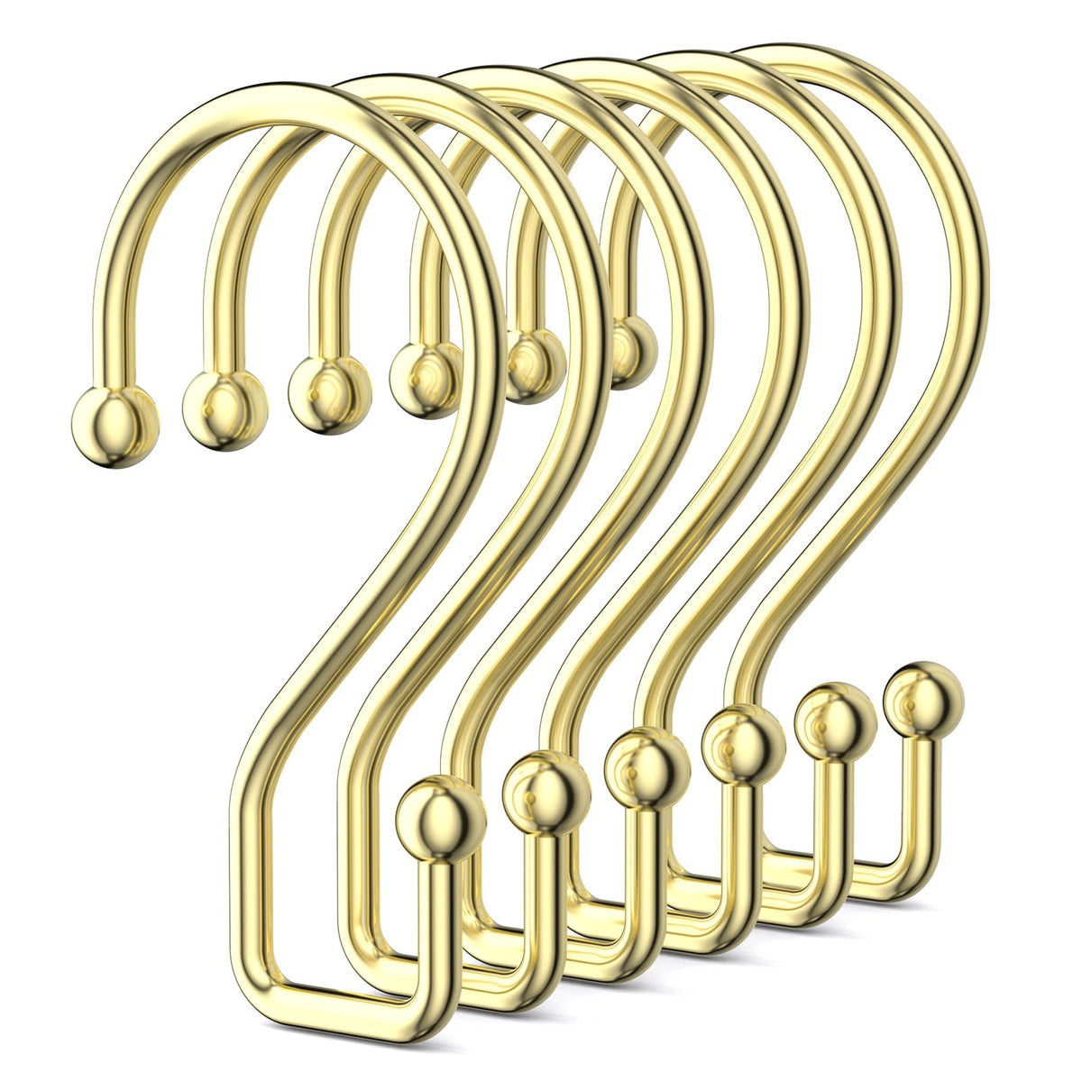 Goowin Shower Curtain Hooks, 12 Pcs S Shape Shower Curtain Rings, Rustproof Black Shower Curtain Rings, Multi-Functional Shower Hooks for Shower Curtain, Kitchen Utensils, Clothing, Towels, Black