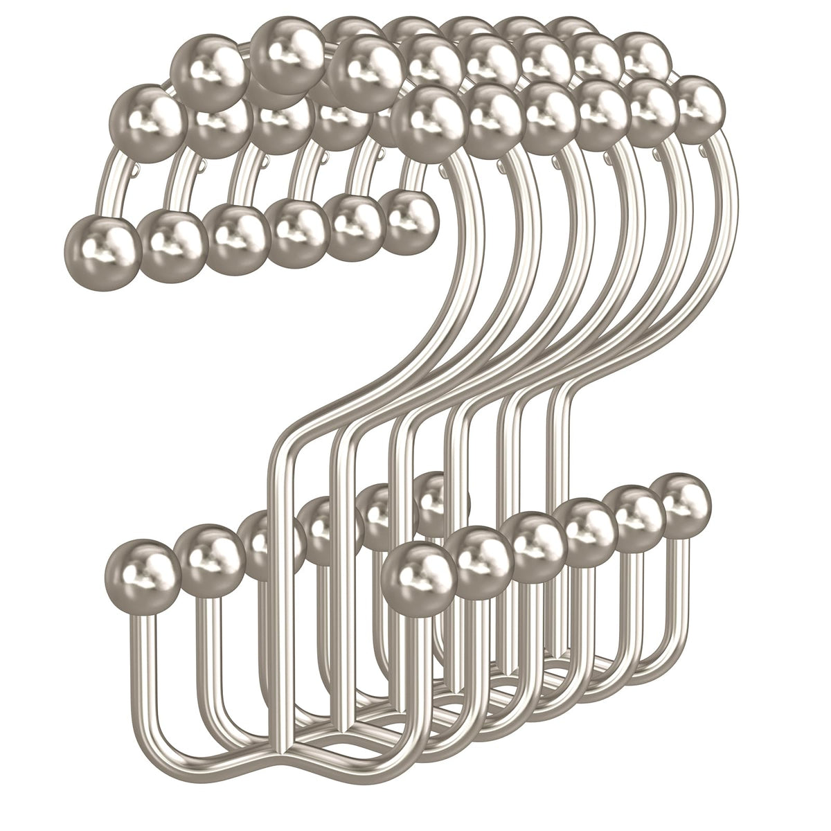 Bathway Shower Curtain Hooks Matte Black Shower Curtain Rings, 12 Pcs Double Hook Shower Curtain Hooks Rings Shower Curtain Hangers Rust Proof, Metal Shower Hooks for Bathroom Shower Curtain Rod