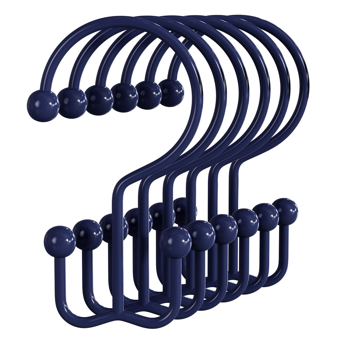 Bathway Shower Curtain Hooks Matte Black Shower Curtain Rings, 12 Pcs Double Hook Shower Curtain Hooks Rings Shower Curtain Hangers Rust Proof, Metal Shower Hooks for Bathroom Shower Curtain Rod