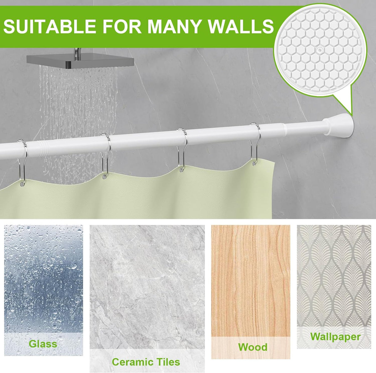 Shower Curtain Rod 45 to 77 Inches White Shower Rod