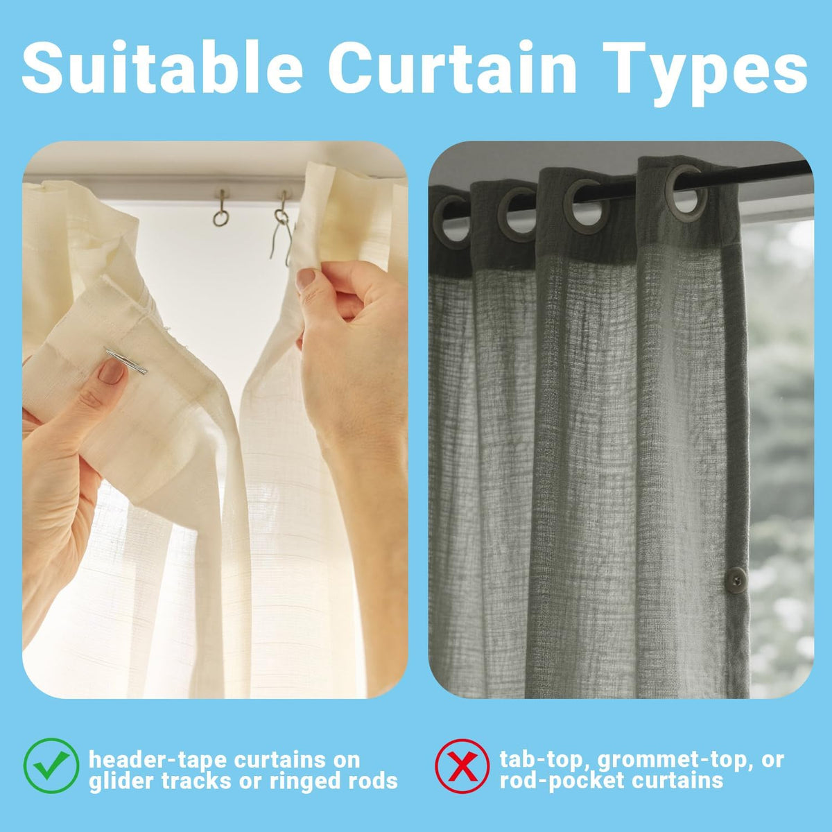 Sopito 58Pcs Curtain Hooks for Door Window Shower Curtain, Silver White