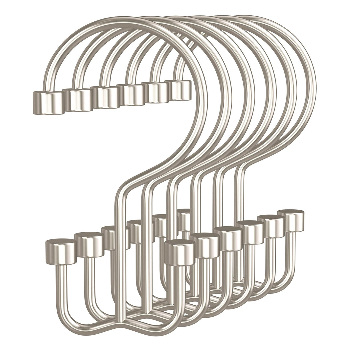 Bathway Shower Curtain Hooks Matte Black Shower Curtain Rings, 12 Pcs Double Hook Shower Curtain Hooks Rings Shower Curtain Hangers Rust Proof, Metal Shower Hooks for Bathroom Shower Curtain Rod