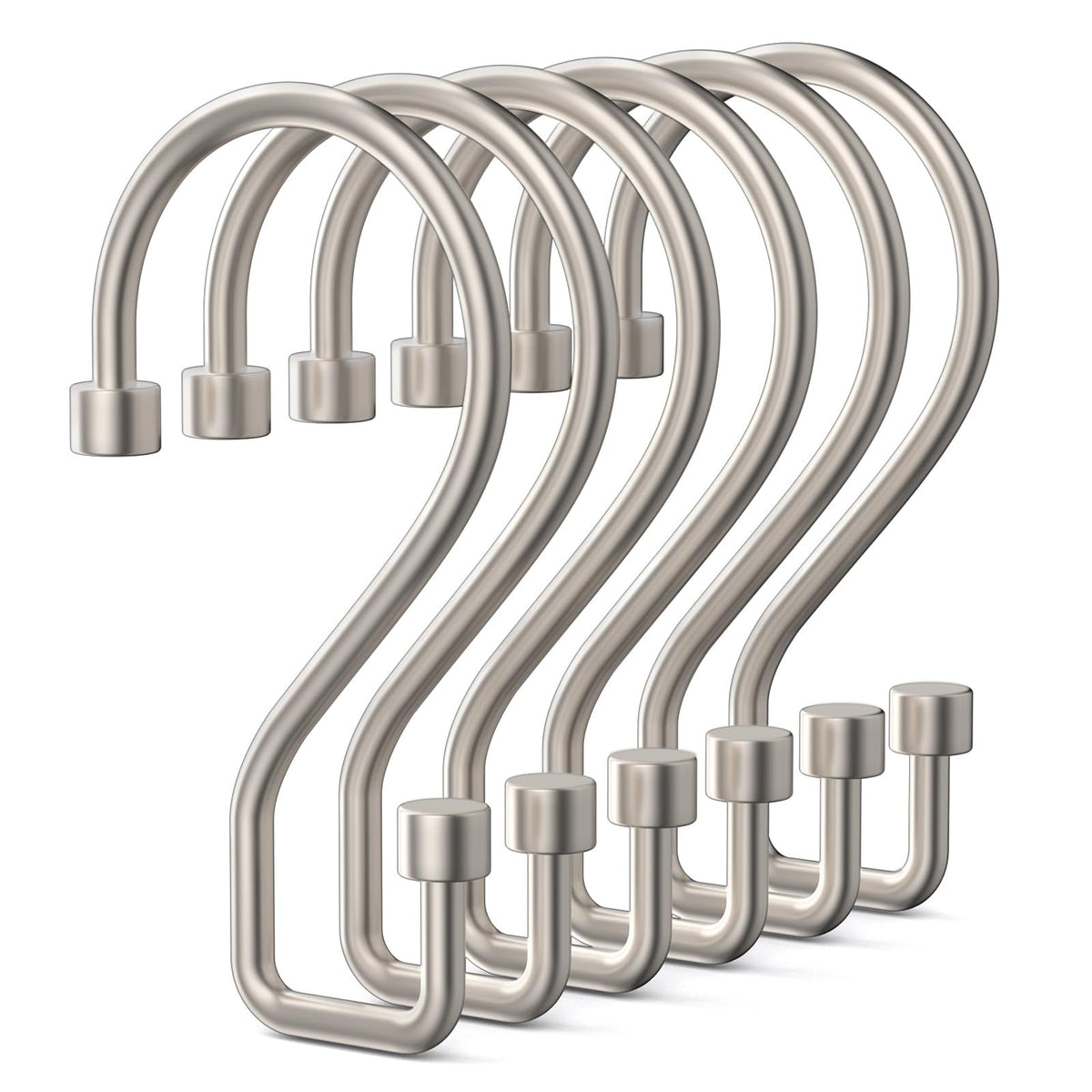 Goowin Shower Curtain Hooks, 12 Pcs S Shape Shower Curtain Rings, Rustproof Black Shower Curtain Rings, Multi-Functional Shower Hooks for Shower Curtain, Kitchen Utensils, Clothing, Towels, Black