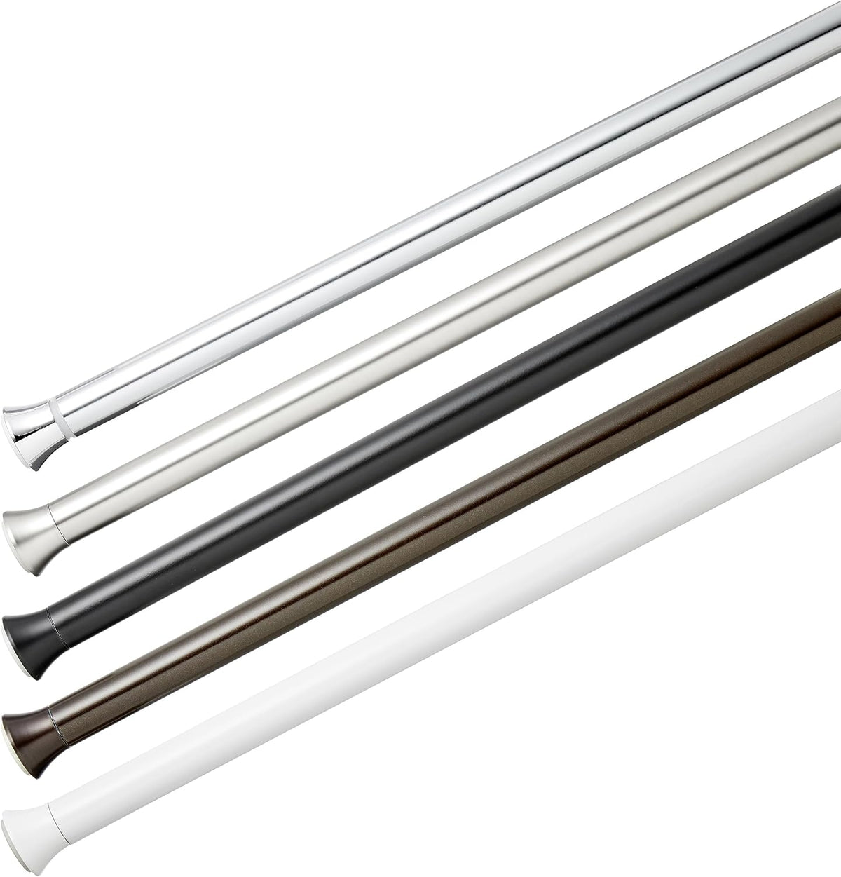 Amazon Basics Easy Install Shower Curtain Tension Rod, Adjustable Length, 42-73 inches, Nickel