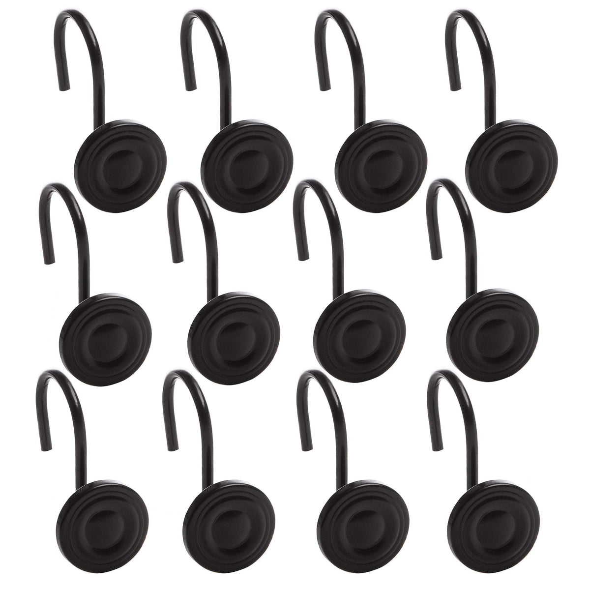 BINO | Shower Curtain Hooks - Brushed Nickel - Set of 12 | Hooks Shower Curtain | Shower Curtain Rings Hooks | Rust Proof Shower Curtain Hooks | Bathroom Shower Hooks For Curtain | Bathroom Essentials
