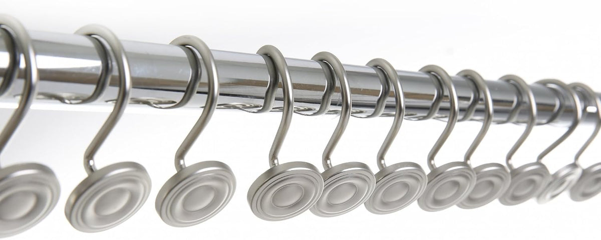 BINO | Shower Curtain Hooks - Brushed Nickel - Set of 12 | Hooks Shower Curtain | Shower Curtain Rings Hooks | Rust Proof Shower Curtain Hooks | Bathroom Shower Hooks For Curtain | Bathroom Essentials