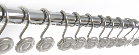 BINO | Shower Curtain Hooks - Brushed Nickel - Set of 12 | Hooks Shower Curtain | Shower Curtain Rings Hooks | Rust Proof Shower Curtain Hooks | Bathroom Shower Hooks For Curtain | Bathroom Essentials