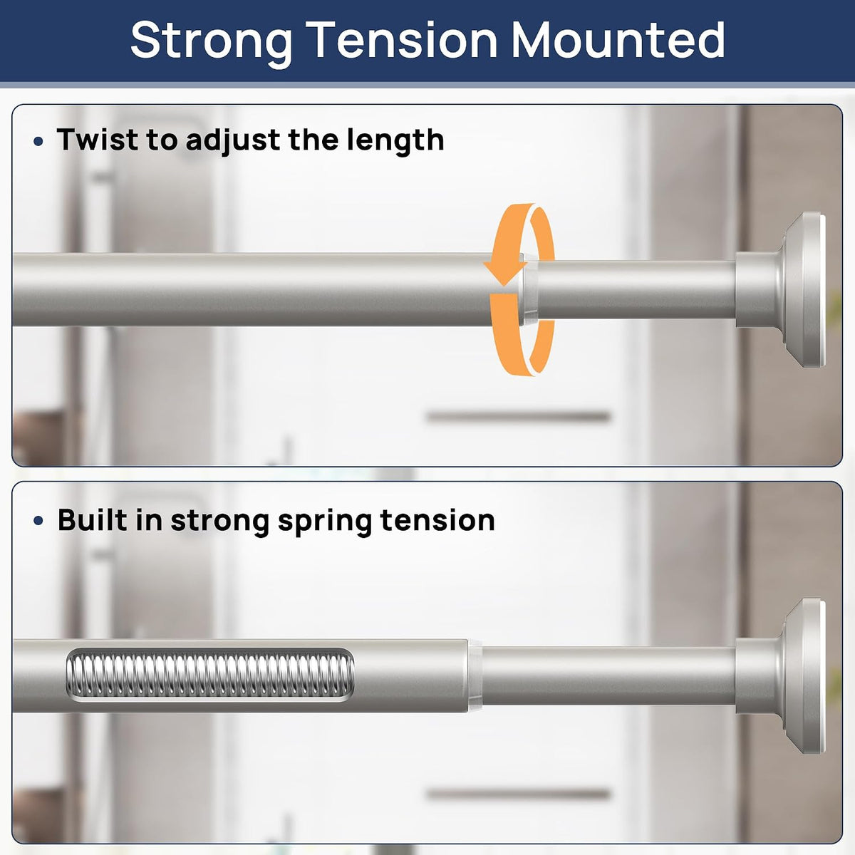 ENJOYBASICS 1" Nickel Shower Curtain Rod, 30-76" Adjustable, Secure Tension