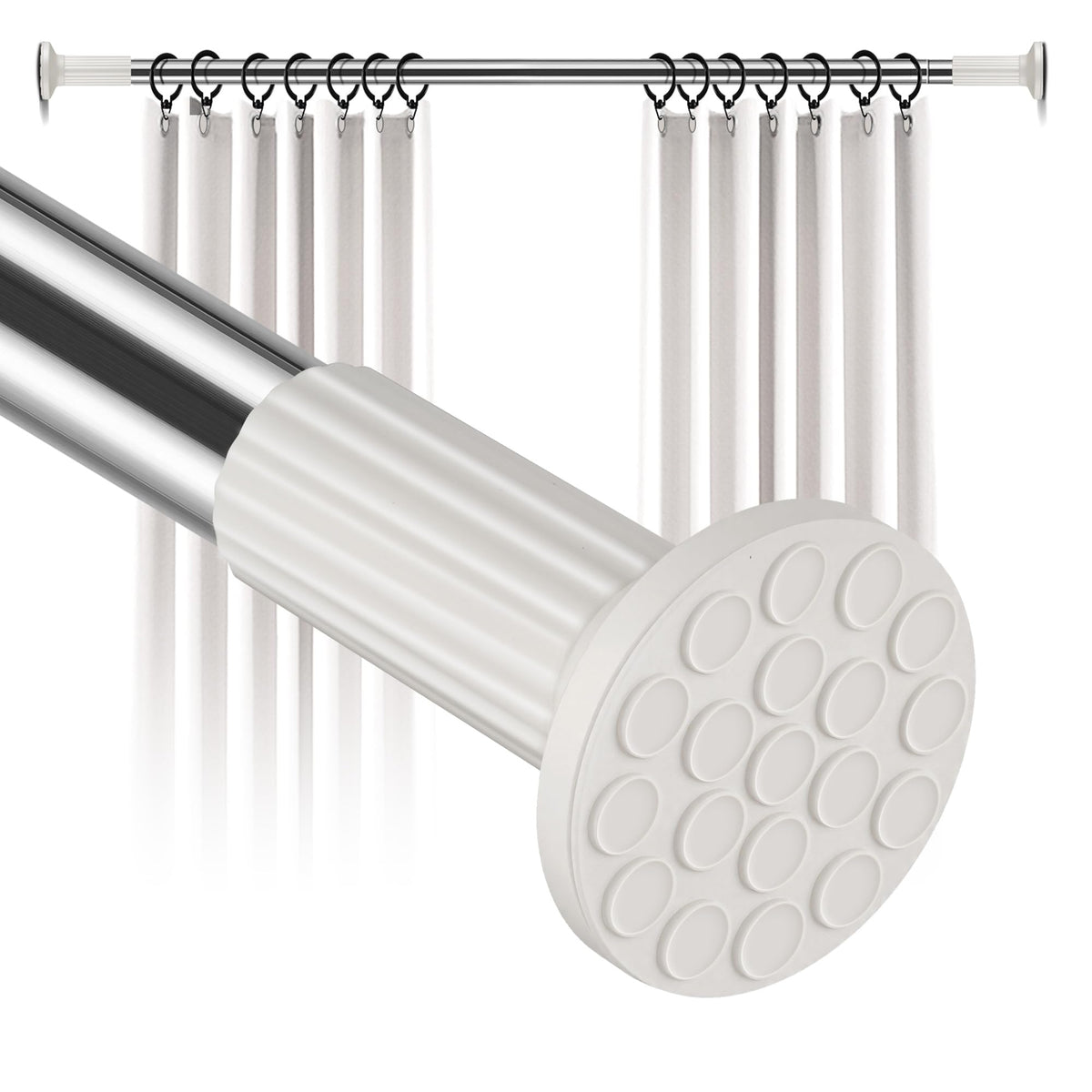 Shower Curtain Rod No Drilling, Adjustable 51-128 In,Stainless Steel