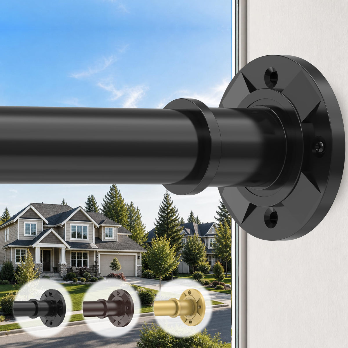 Brown Tension Curtain Rod 30-120 Inch, Heavy Duty Shower Rod