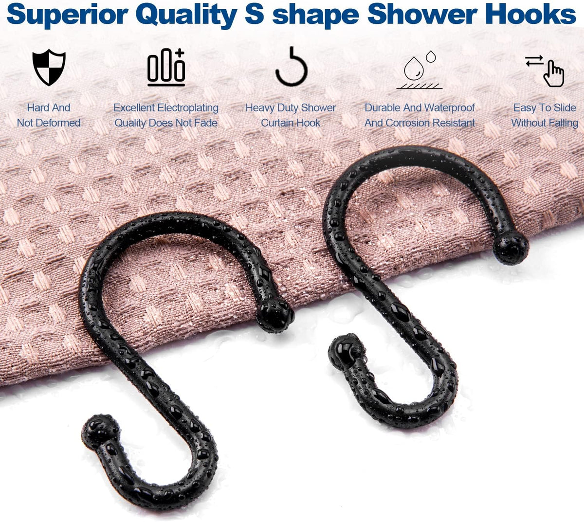 TOPROD S Shaped Shower Curtain Hooks Rings Shower Curtain Hangers S Hooks