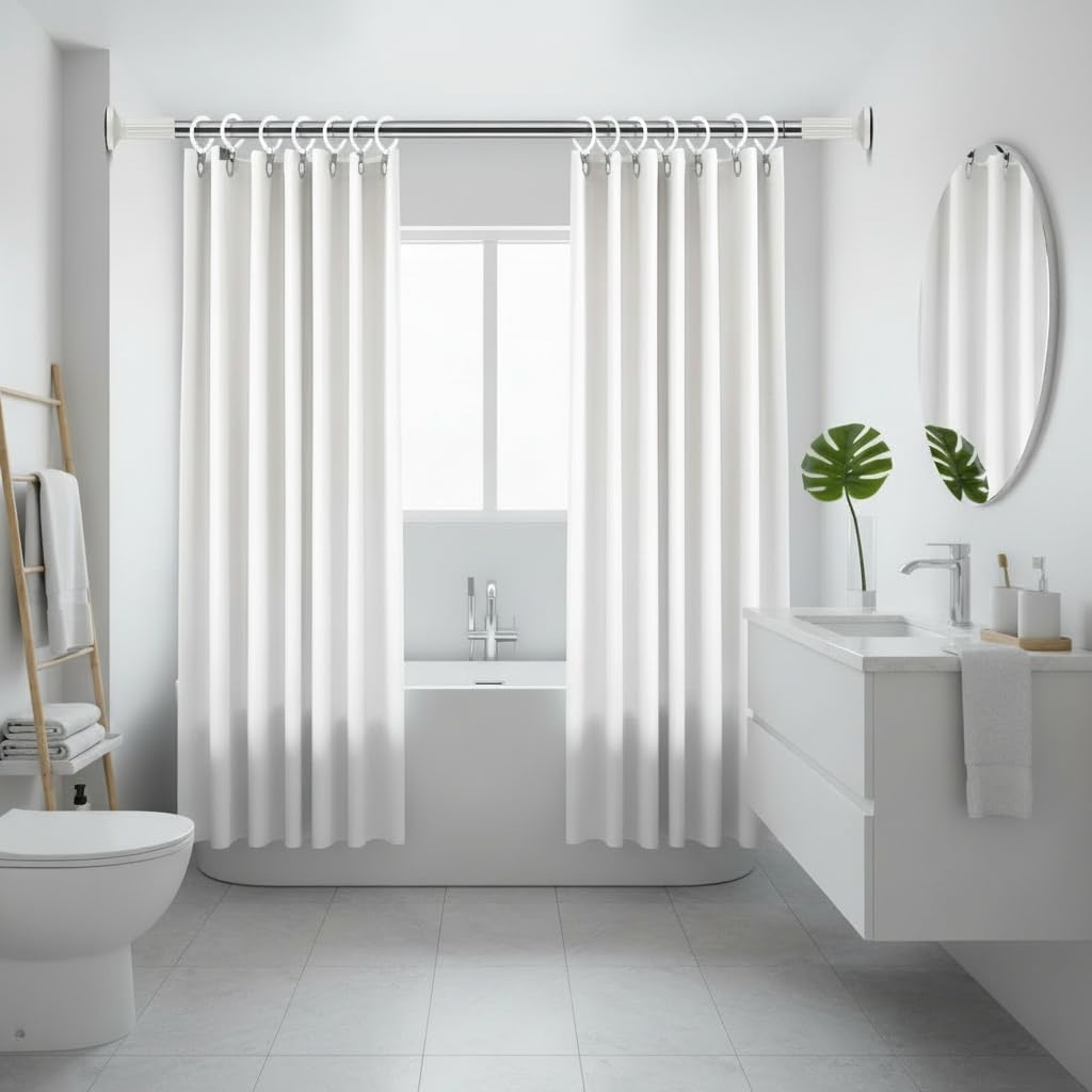Shower Curtain Rod No Drilling, Adjustable 51-128 In,Stainless Steel