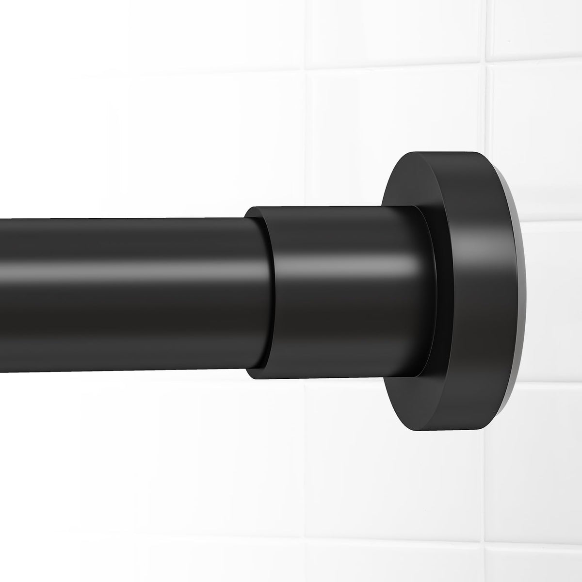 Black Shower Curtain Rod Spring Tension,Heavy Duty,No Drill,18-49"