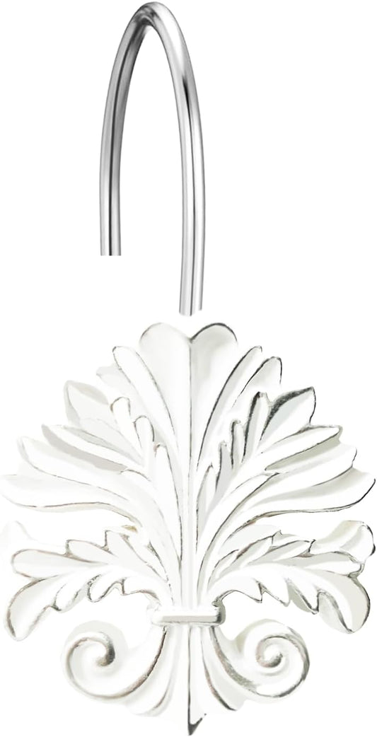 Shower Hook Rings 12 Baroque Rust-Proof Bathroom Curtain Hooks,Retro Silver