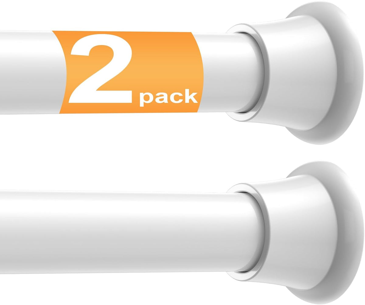 2 Pack Tension Curtain Rod 30-62 Inch White Shower Curtain Rods No Drilling Tension Rod for Windows Spring Adjustable Curtain Rods for Windows,Doorway,Bathroom,Closet,7/8" Diameter