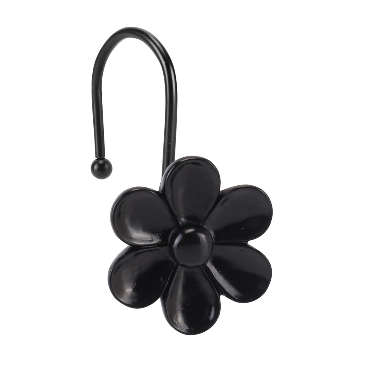 3D Floral Shower Curtain Hooks, 12 Pcs Rust Proof Resin Metal Hooks Shower Curtain Rod Rings, Ideal for Bathroom, Bedroom, Living Room Fun Home Decor (Gold)