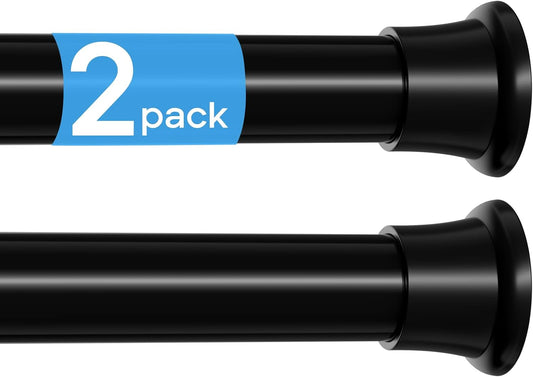 MEXAU 2Pack Spring Tension Curtain Rods 31-76 Inch Black Shower Curtain Rod