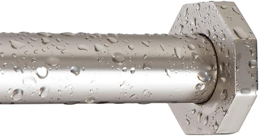 Ivilon Tension Curtain Rod - Hexagonal Spring Tension Rod for Windows or Shower, 24 to 36 Inch, Satin Nickel