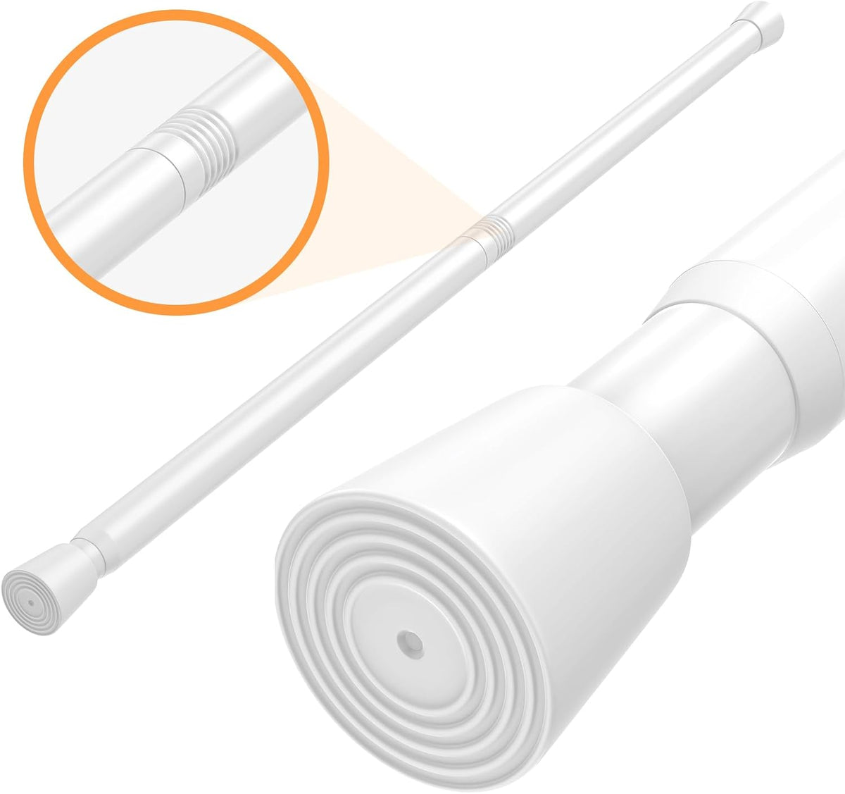 Shower Curtain Rod 29.5-39 Inch White Shower Rod 7/8" Tension Curtain Rod