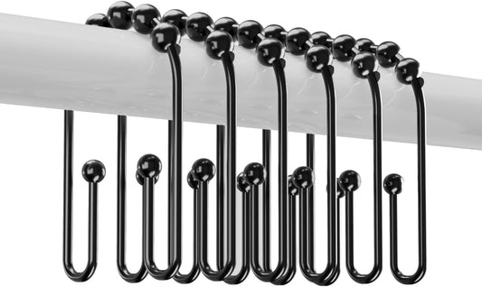 Resze Shower Curtain Hooks, Glide Smoothly Shower Rings with Ball Bearings