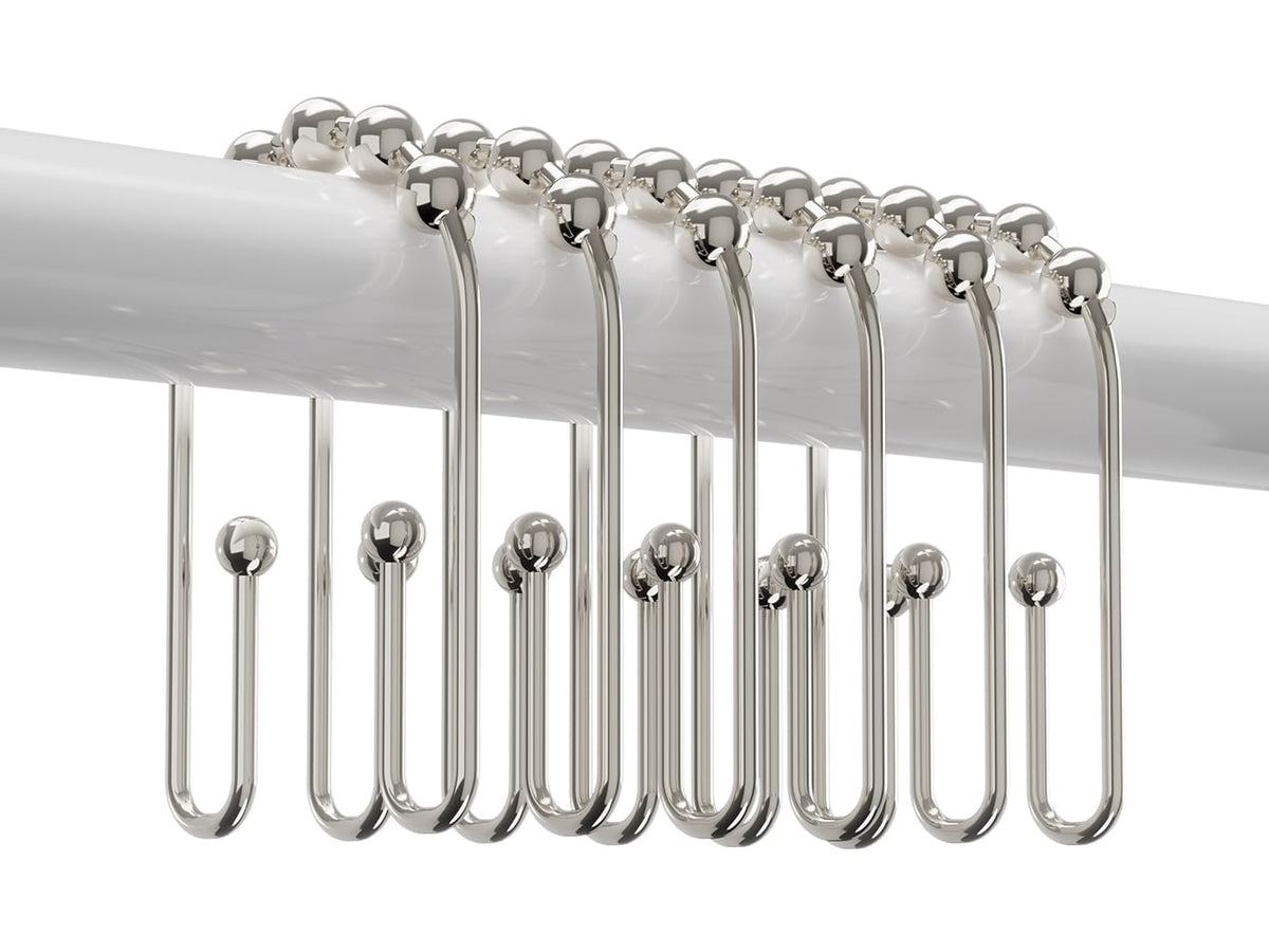 Resze Shower Curtain Hooks, Glide Smoothly Shower Rings with Ball Bearings