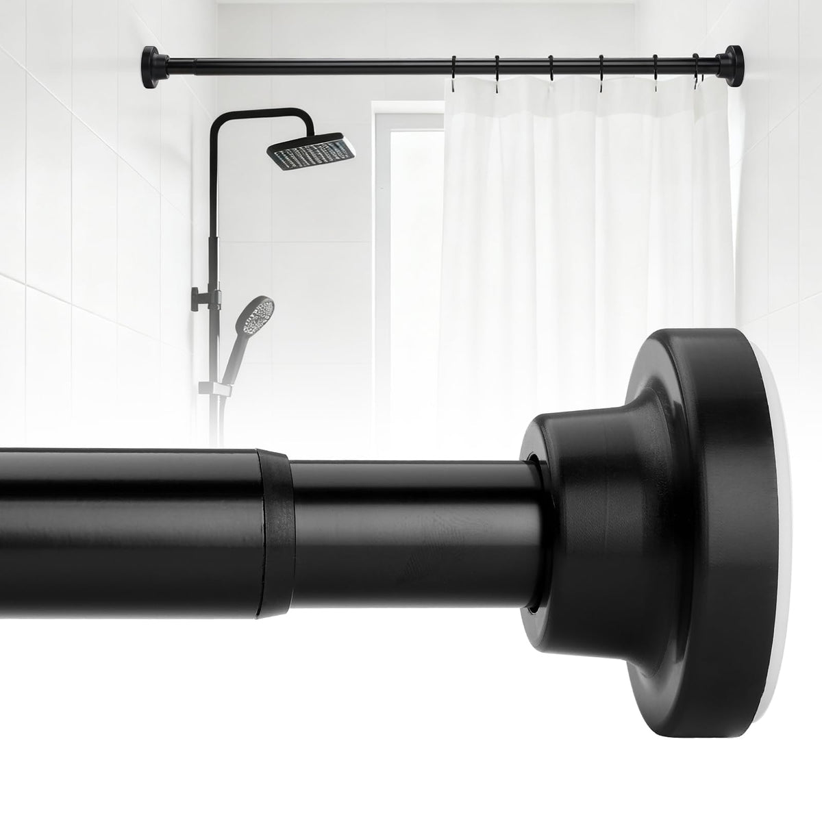 Adjustable Black Shower Curtain Rods 17-35 Inch