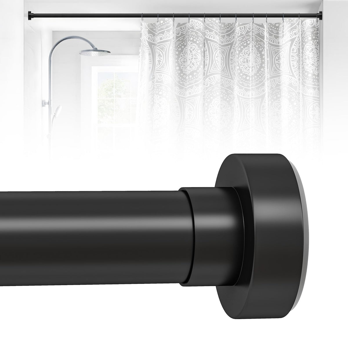 Spring Tension Shower Curtain Rod,18-49",Heavy Duty,No Drill,Gold