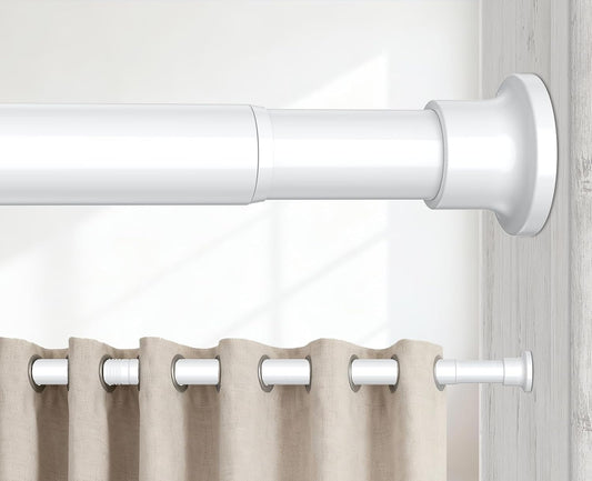 Tension Rods 48 to 84 Inch, 1" Dia, White, No-Drill, Adjustable