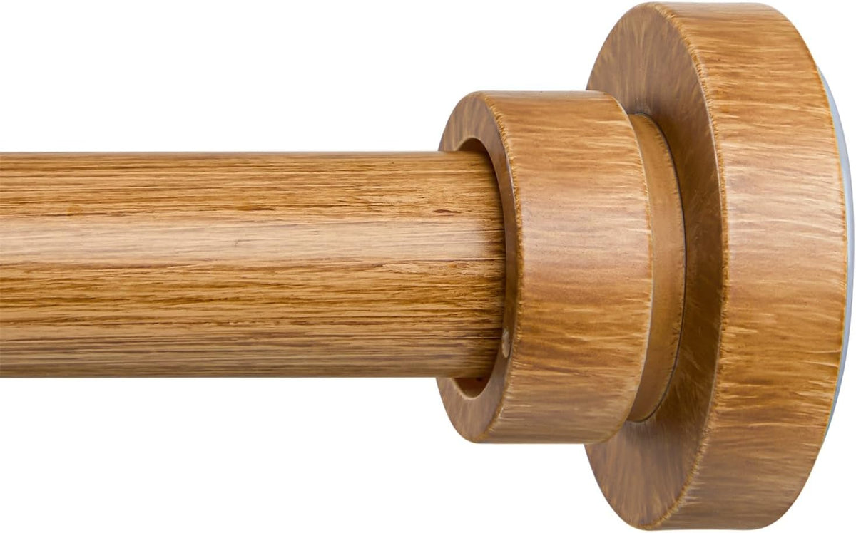 Wood Grain Shower Curtain Rod Tension 34 to 82 No Drill Adjustable