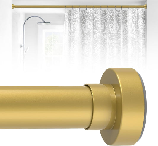 Spring Tension Shower Curtain Rod,18-49",Heavy Duty,No Drill,Gold