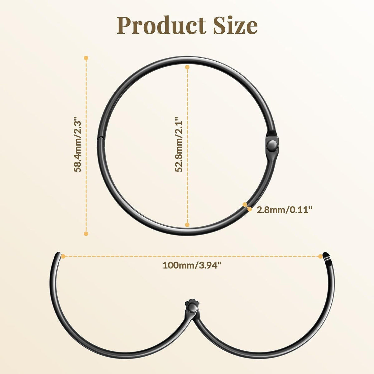 Shower Curtain Rings, Bathway Shower Curtain Hooks, Black Shower Curtain Rings Rust Proof, Anti-Drop Shower Rings for Curtain, Shower Hooks for Shower Curtain Rod Bathroom Curtain Rings