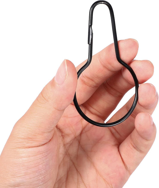 Queekay 100 Pcs Metal Shower Curtain Hooks for Rod Pole, Black, 2.7x1.5''