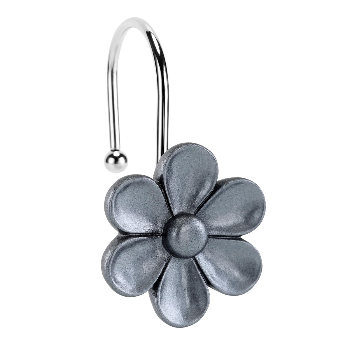 3D Floral Shower Curtain Hooks, 12 Pcs Rust Proof Resin Metal Hooks Shower Curtain Rod Rings, Ideal for Bathroom, Bedroom, Living Room Fun Home Decor (Gold)