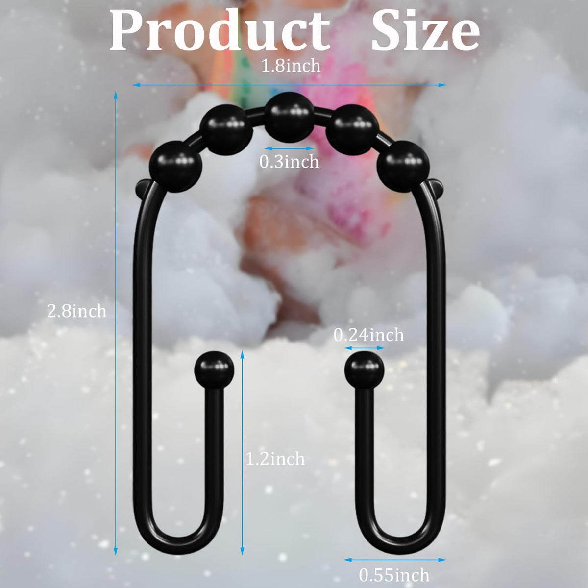 Resze Shower Curtain Hooks, Glide Smoothly Shower Rings with Ball Bearings